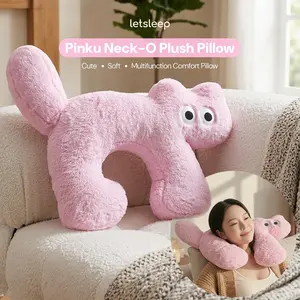 Pinku Neck-O Plush Pillow | Bantal Kucing Lembut Lucu Bantal Leher Multifungsi