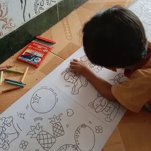 FIVEVOO Kertas Mewarnai Roll/ Kertas Mewarnai Jumbo Roll/ Coloring Roll Paper/ Coloring Paper Roll/ Color Book