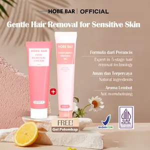 HOBE BAR Gentle Hair Removal Cream with Plant Extracts, Suitable for Both Men and Women (50 ml Depilatory Cream + 30 ml Repair Gel) / Krim Perontok Bulu dengan Ekstrak Tanaman, Cocok untuk Pria dan Wanita (50 ml Krim Depilator + 30 ml Gel Pelembap) Waxing