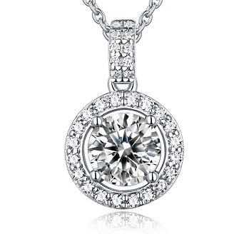Vòng Cổ Moissanite Bạc, Hình Tròn Cao Cấp 3.0 Carat, [JKS] 0