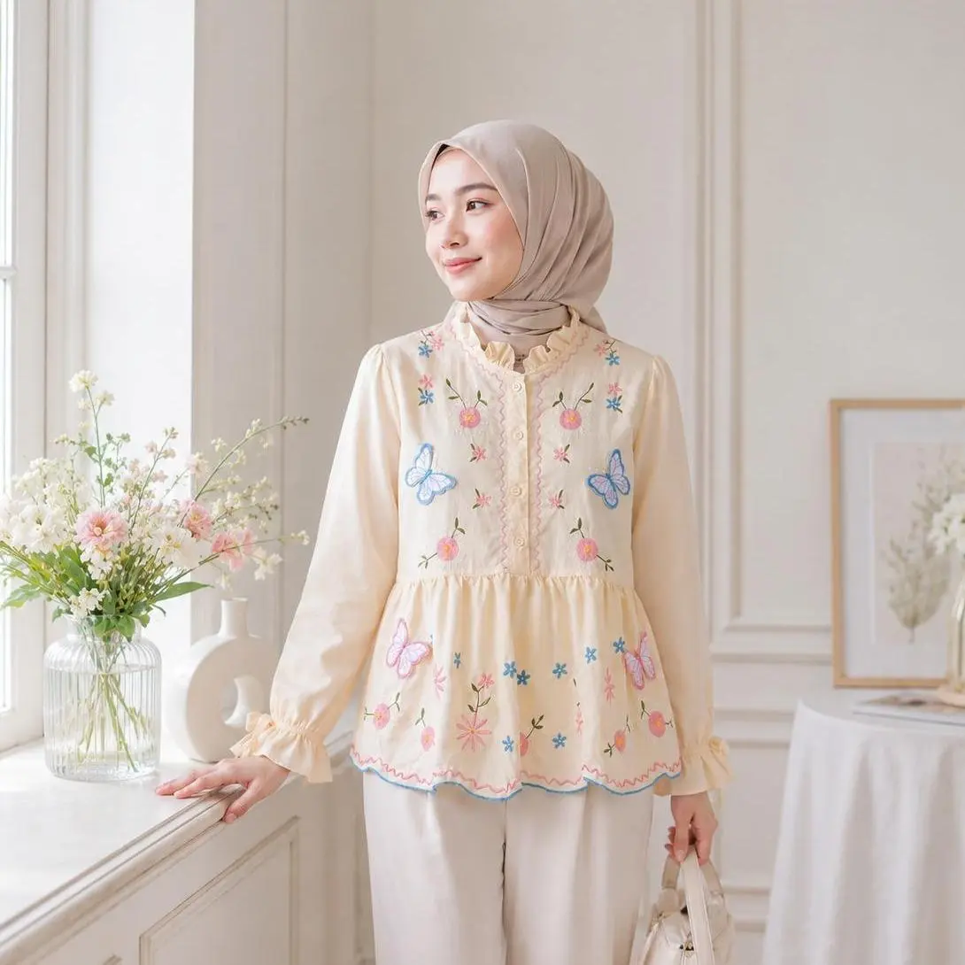 SNBM - Blouse DINORA Bordir Wanita lengan panjang - atasan wanita