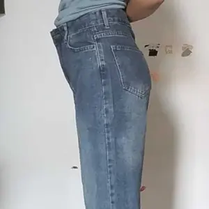 Celana jeans high waist wanita korean style Jeans baggy pants Serbaguna Kasual Biru Retro