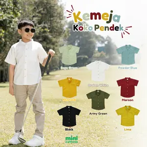 Mini cottons kemeja koko kemko anak laki laki Katun Muslim Panjang Baju Setelan Linen