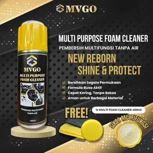 MVGO Foam Cleaner Pembersih Multifungsi Interior Mesin Mobil Motor Sepatu Helm Tas Free Kain Lap Microfiber & Spon Sikat Kendaraan