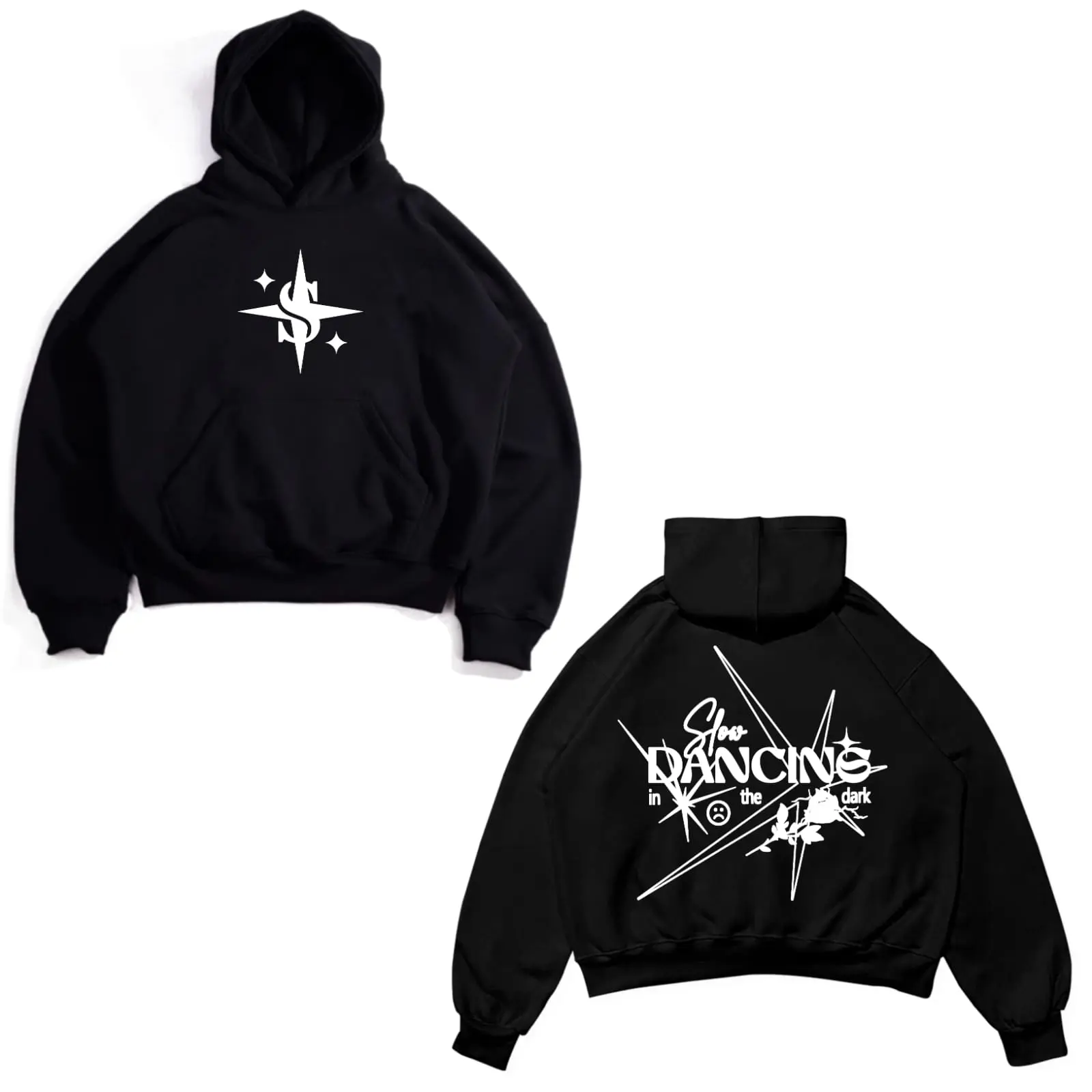 Appearance - Hoodie Boxy Oversize SLOW DANCINE Unisex Pria Wanita Fleece High Quality Katun Fleece Sweater Distro Tangan Panjang Warna Hitam