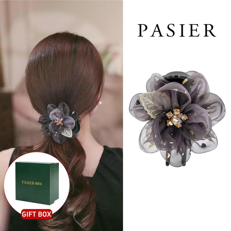 Hộp Quà Tặng PASIER Phong Cách Công Chúa Hepburn Thiết Kế Hoa Nở Kẹp Tóc Sang Trọng Dễ Tiếp Cận 8cm Cho Phụ Nữ Xu Hướng Mới 2025 Phổ Biến Trên Internet NN121 Thiết Kế Hoa Nở