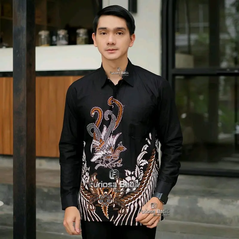 KEMEJA PRIA BATIK  MOTIF AYAM KANCING DIBAWAH 1