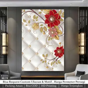 3D Wallpaper Custom Sticker Dinding Bunga Hitam Emas Walpaper Potrait Ornamen Luxury Stiker Bunga Hitam Gold 3D Terbaru Pemasangan Praktis