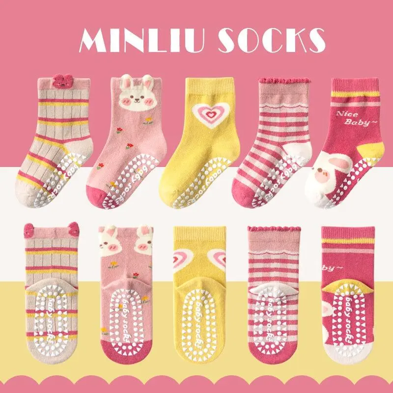 Girls Non Slip Kids Medium Tube Trampoline Cotton Socks