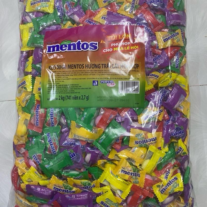 Kẹo Cứng Alpenliebe hương dâu hương caramen kẹo Mentos trái cây túi 2kg kẹo Alpenliebe hương dâu+ caramen túi 1kg