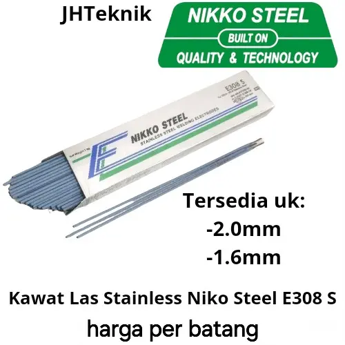 JHTeknik Kawat Las Stainless 1,6mm x 250mm,2.0mm x 250mm NIKKO STEEL 100% ORIGINAL/Kawat Las Untuk Stainless 1,6mm,2mm NIKKO STEEL E308S