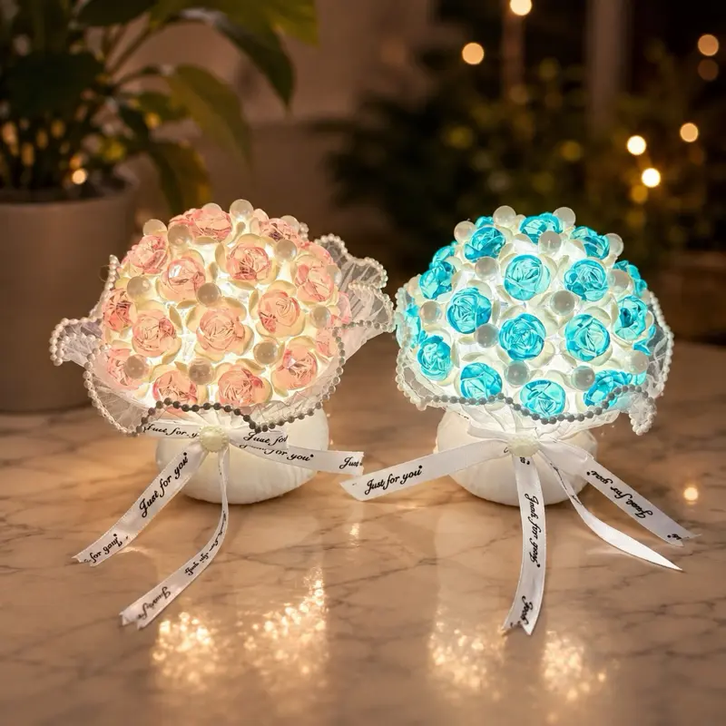 Quà tặng HOT Đèn hoa hồng nhựa pha lê Quà Handmade Dễ Thương quà tặng handmade ý nghĩa ngày 20 tháng 10, 8 tháng 3, 14 tháng 2 - S0395