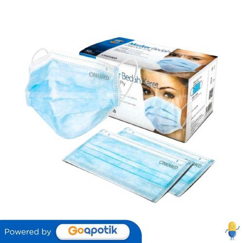 Gambar ONEMED 3PLY MASKER BEDAH KARET EARLOOP WARNA BIRU BOX 50 PCS dari Apotek Adapotek Padangsambian by GoApotik Kota Denpasar Tokopedia