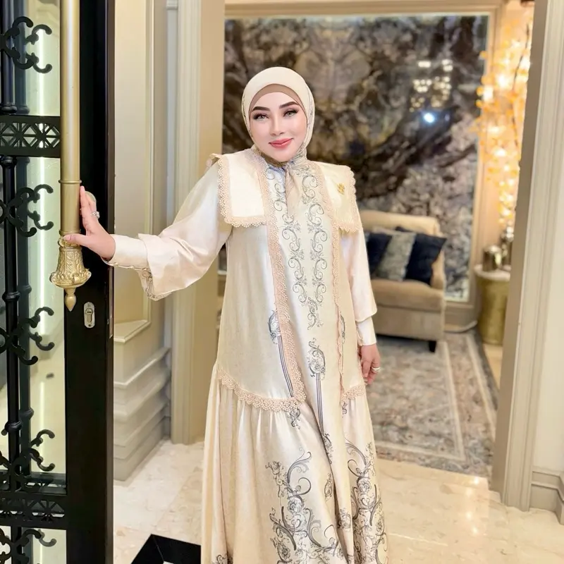 DRESS SET HIJAB COLLAR CLASSIC CREAM SS SHELLASAUKIA 4
