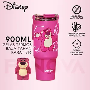 【EXCLUSIVE KOKOPANCI】DISNEY Tumbler LOTSO 600ml Stainless Steel 304 - 3in1 Phone Stand Handle Sedotan Botol Minum Karakter Portable BKL50803