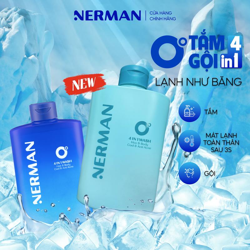 Sữa tắm gội hương nước hoa NERMAN 0 Độ 4in1 330ml Dưỡng Body Dưỡng thể