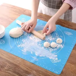 Alas adonan silikon bonus roller kayu penggilas adonan kue Kitchenware Roti