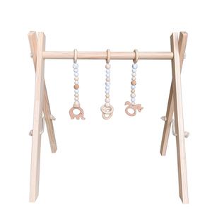 Wooden Montessori Baby Play Gym Frame Activity Mat Gym With 3 Baby Teething Toys Nordic Baby Gym Hanging