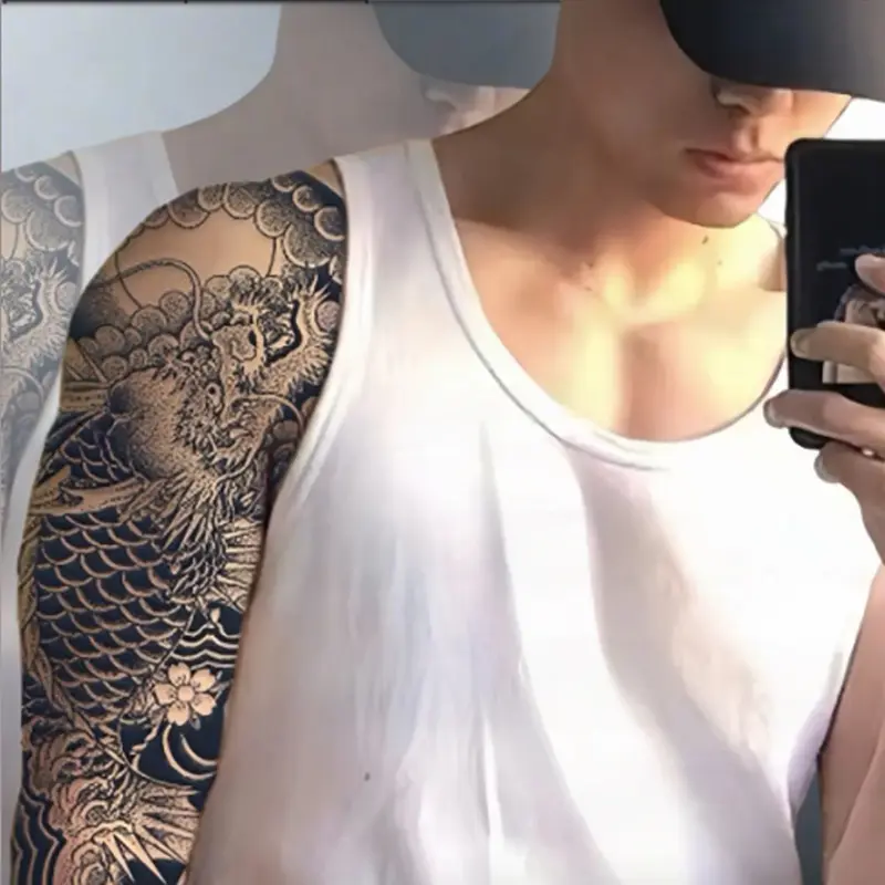 Tato Temporer Jus Tato Patch Semi Permanen Selama 15 Hari Stiker Tahan Air Stiker Tato Herbal Tato Temporer Kering Temporary tattoo halal Tubuh Waterproof Hitam Punggung Punggung Hitam 4