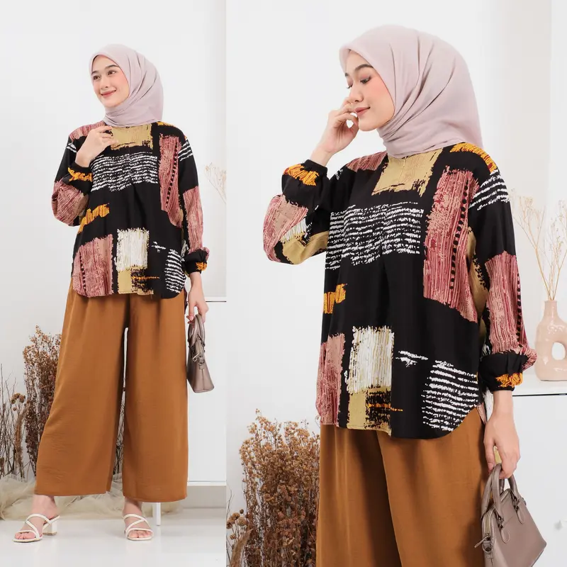 One Set Wanita Setelan Wanita Motif Mix Crinkle 0