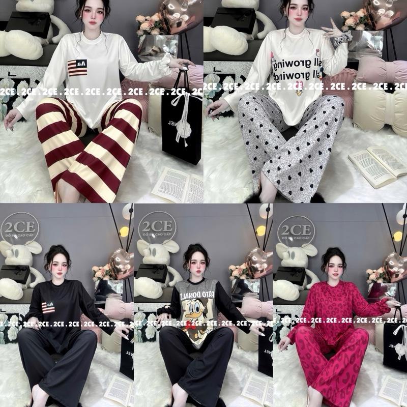 (M87) Đồ Bộ 2 CE, pyjama nữ  cổ tròn Ủ Kem 45-65kg, Vải Thun Lạnh dày Dặn Mặc Mát