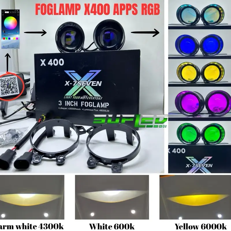 ￼X-7Seven BILED Foglamp RGB Devil Eye All Weather Lampu Mobil Anti Kabut 1 set Kanan kiri Garansi 1 Tahun TERLARIS