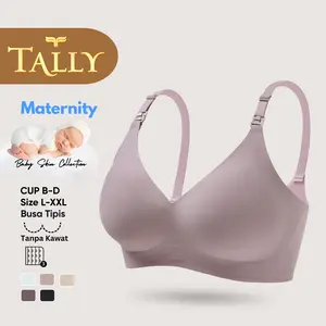 TALLY Bra Menyusui Tanpa Kawat Busa Tipis Bahan Nilon Seamless Baby Skin Cup B - D Kait 3 Bra Maternity BH 8821 Sarwendah