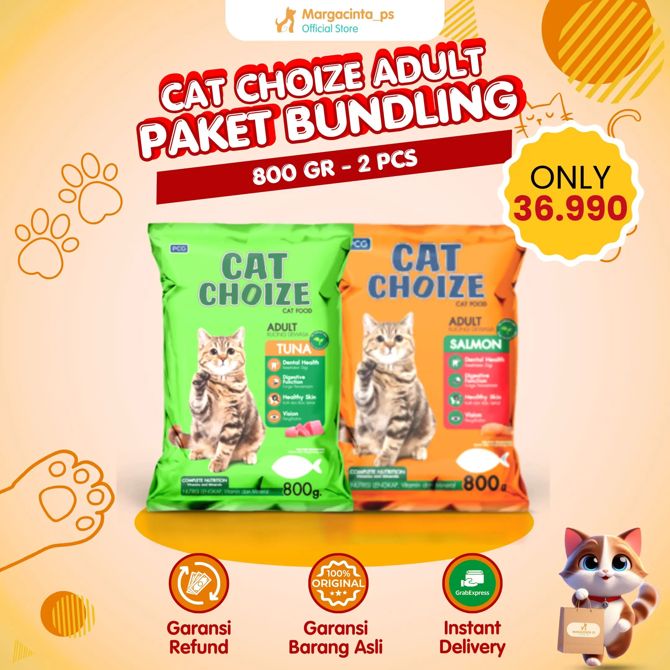 Paket Bundling Makanan Untuk Kucing CAT CHOIZE ADULT 800 GR 2 PCS