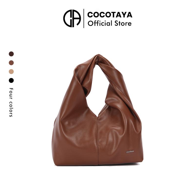 【Cocotaya Moie Bag Thiết kế xếp hạng thiết kế túi xách tay đơn giản màu rắn công suất lớn túi phụ nữ