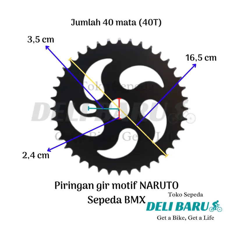 Delibaru Piring gir motif NARUTO piringan gir 28T 32T 36T 40T 44T sepeda BMX engkol gir langsung 4