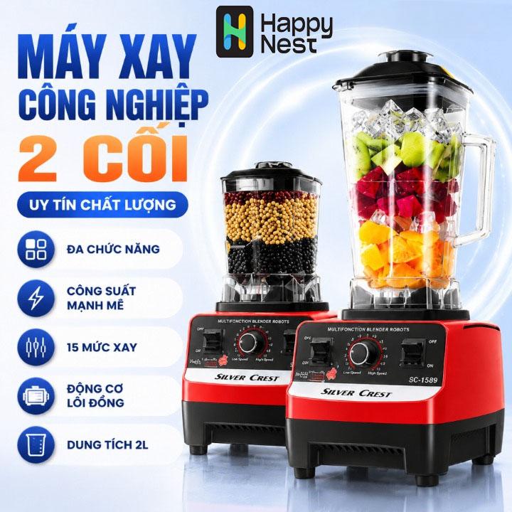 Máy Xay Sinh Tố Công Nghiệp SILVER CREST 2 Cối Xay 4500W, Xay Đa Năng Siêu Khoẻ