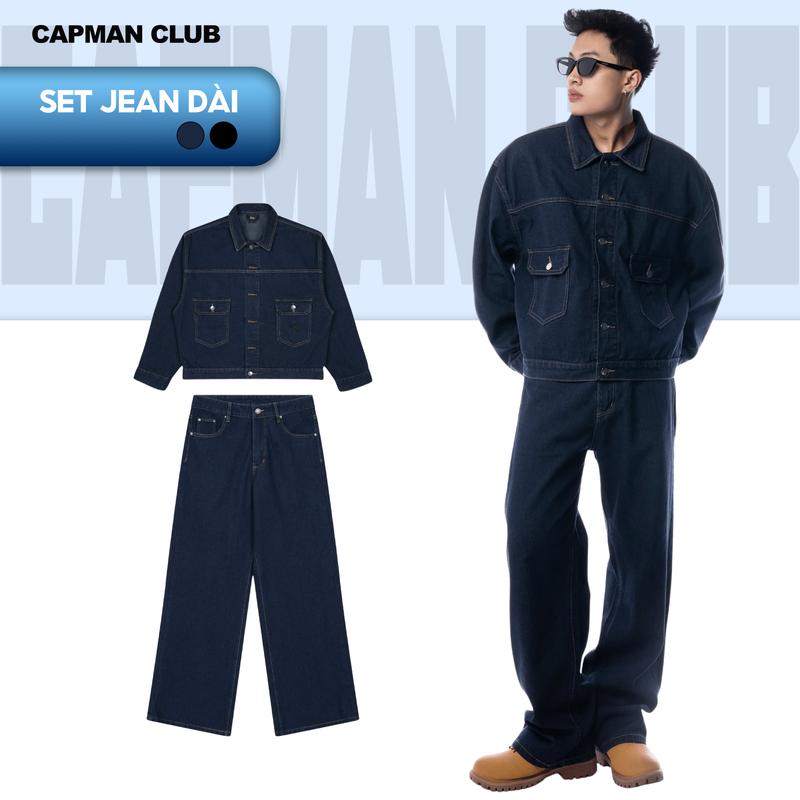 SET BỘ quần Dài và áo khoác jean nam DOL, phom rộng CAPMAN CLUB, thích hợp mặc đi chơi
