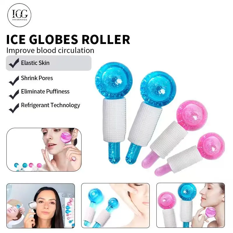 Ice Globes Roller 2pcs / Batang Kristal Pijat Wajah dan Mata untuk Kecantikan Facial Massager Stick