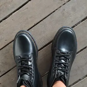 Edgar Moscoff - Sepatu Pria High Boot 8 Hole Formal Casual Kerja Kantor Sol Rubber  Hitam