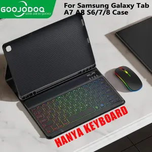 GOOJODOQ HANYA CASING - Tablet Case For Samsung Galaxy Tab A7 A8 Case Keyboard For Samsung Tab S6 Lite Case Rainbow Keyboard For Samsung Tab S7 S8 Case Bluetooth