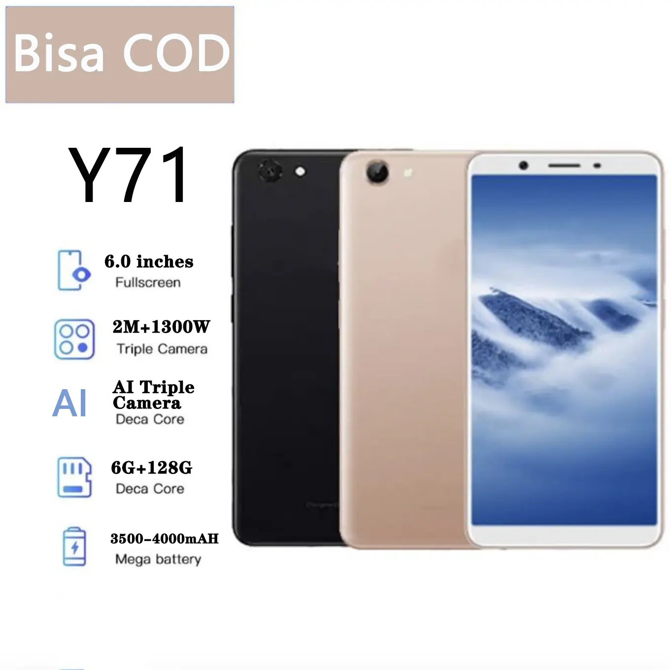 Brau Ori SMARTPHONE Y67 RAM 6/128GB Y71 RAM 6/128G GARANSI 1 THN Android FULLSET bisa cod  AI Triple Camera