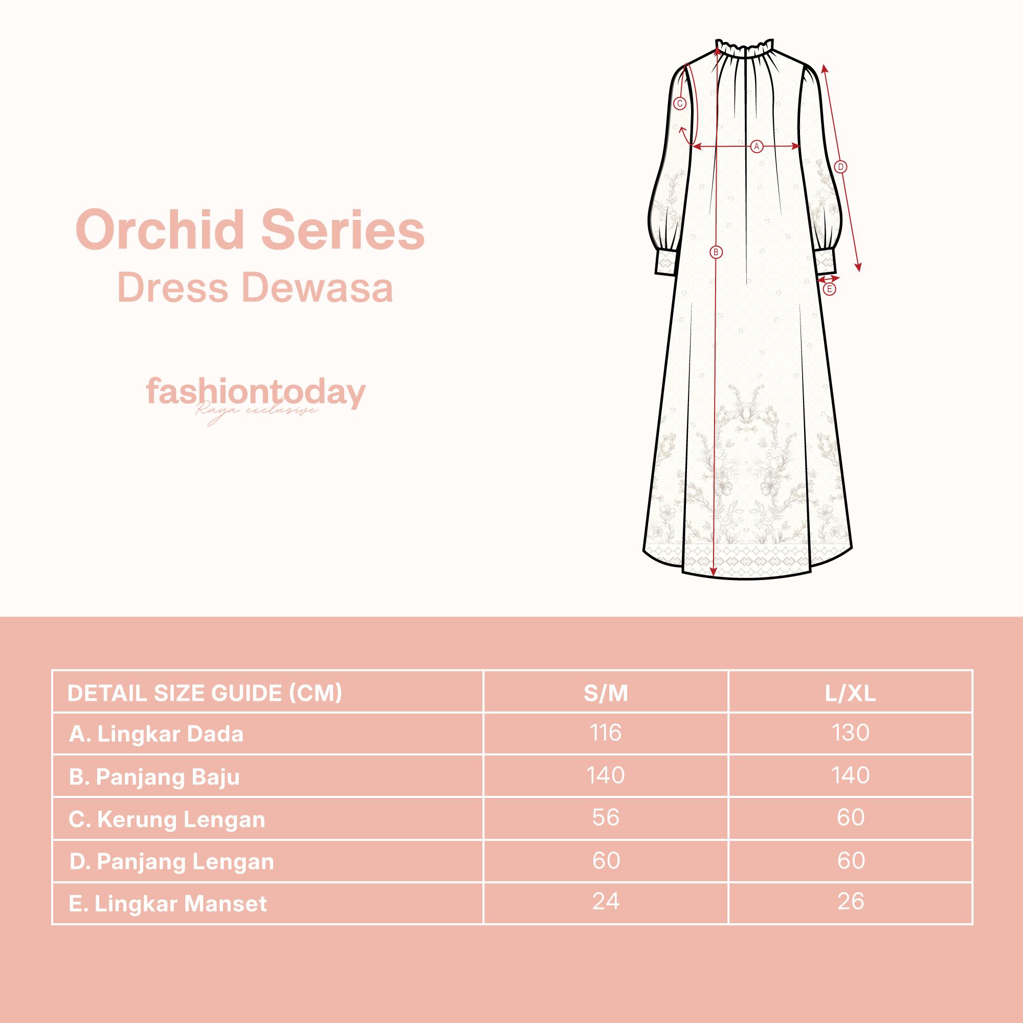 Orchid Series Dress Dewasa - Family Set Raya Exclusive Printing Fashiontoday Raya Sarimbit - Bisa Sampai Big Size S/M , L/XL 90kg Fashiontoday