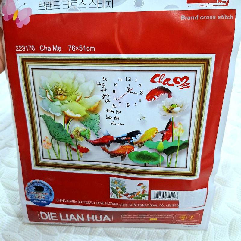 tranh thêu chữ thập cha mẹ . tranh về tự thêu.Làm Đồ Handmade