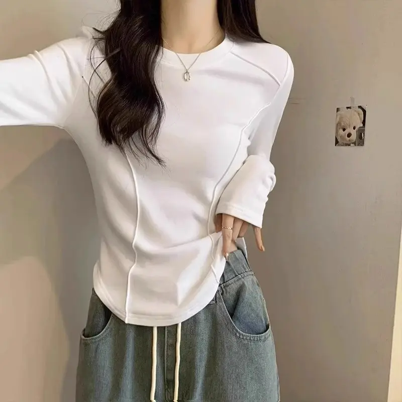 Kaos Basic Wanita Lengan Panjang / Kaos Ootd Putih Polos Wanita Kekinian 2024 2