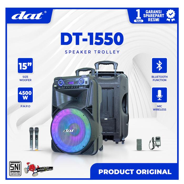 Gambar DAT Speaker Trolley DT 1550 15 Inch 2 Bluetooth Mic dari Speaker DAT Kota Surabaya Tokopedia