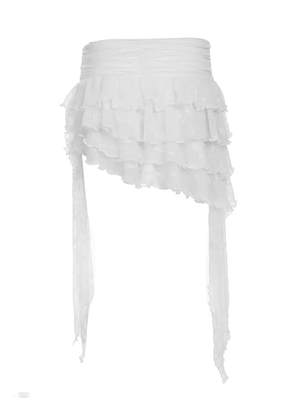 Women's Plain Ruffle Trim Lace Skirt without Belt, Y2k Fashion Casual Skirt for Daily Holiday Vacation Wear, Ladies Bottoms for Summer, Elegant Chic Skirt 5