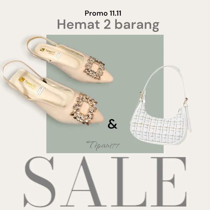 Paket hemat 2set sandal heels 3cm lavista dan tas cassy wanita 1