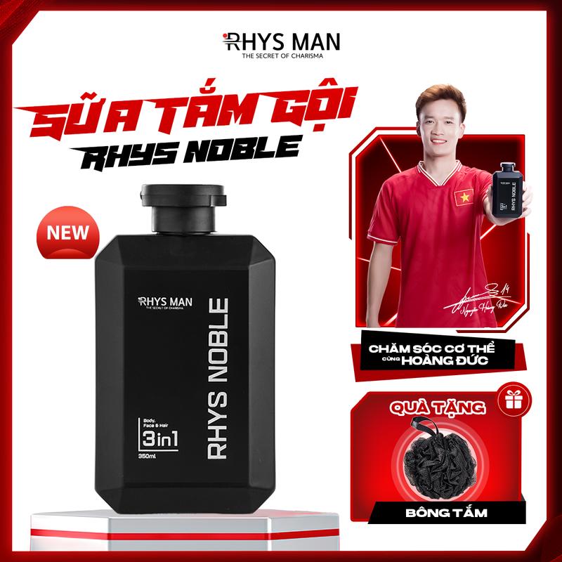 Sữa tắm gội nam RHYS NOBLE 350ml | Tặng kèm 1 Bông tắm than tre