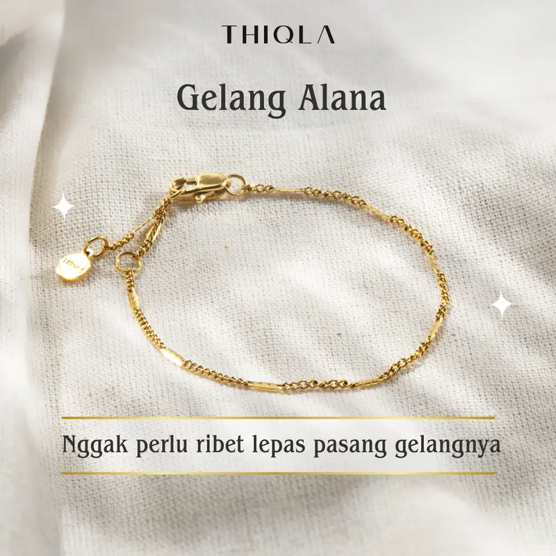 THIQLA - Gelang Tangan Wanita ALANA - Gelang Tipis Kecil Elegan Mirip Gelang Emas Asli - Gelang Cewek Estetik Anti Karat - Stainless Bukan Gelang Titanium 0