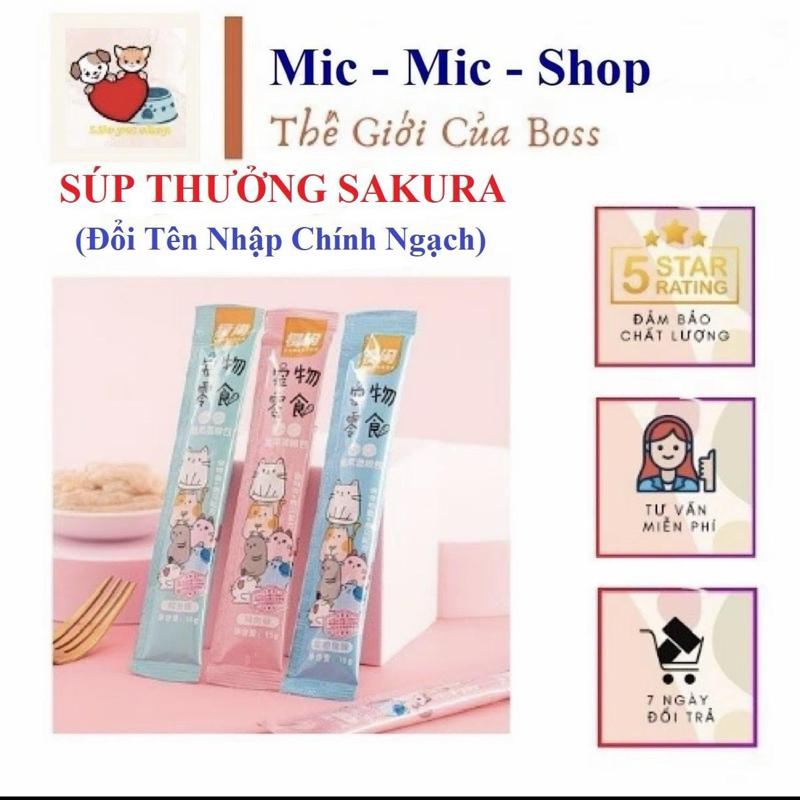 Combo 100 thanh súp thưởng cho mèo, soup thưởng dinh dưỡng cho mèo, sup thưởng sakura thanh 15gr