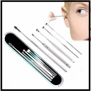 KOREK TELINGA Alat Pembersih Kuping Bahan STAINLESS STEEL 5 IN 1 Lengkap Aman Digunakan