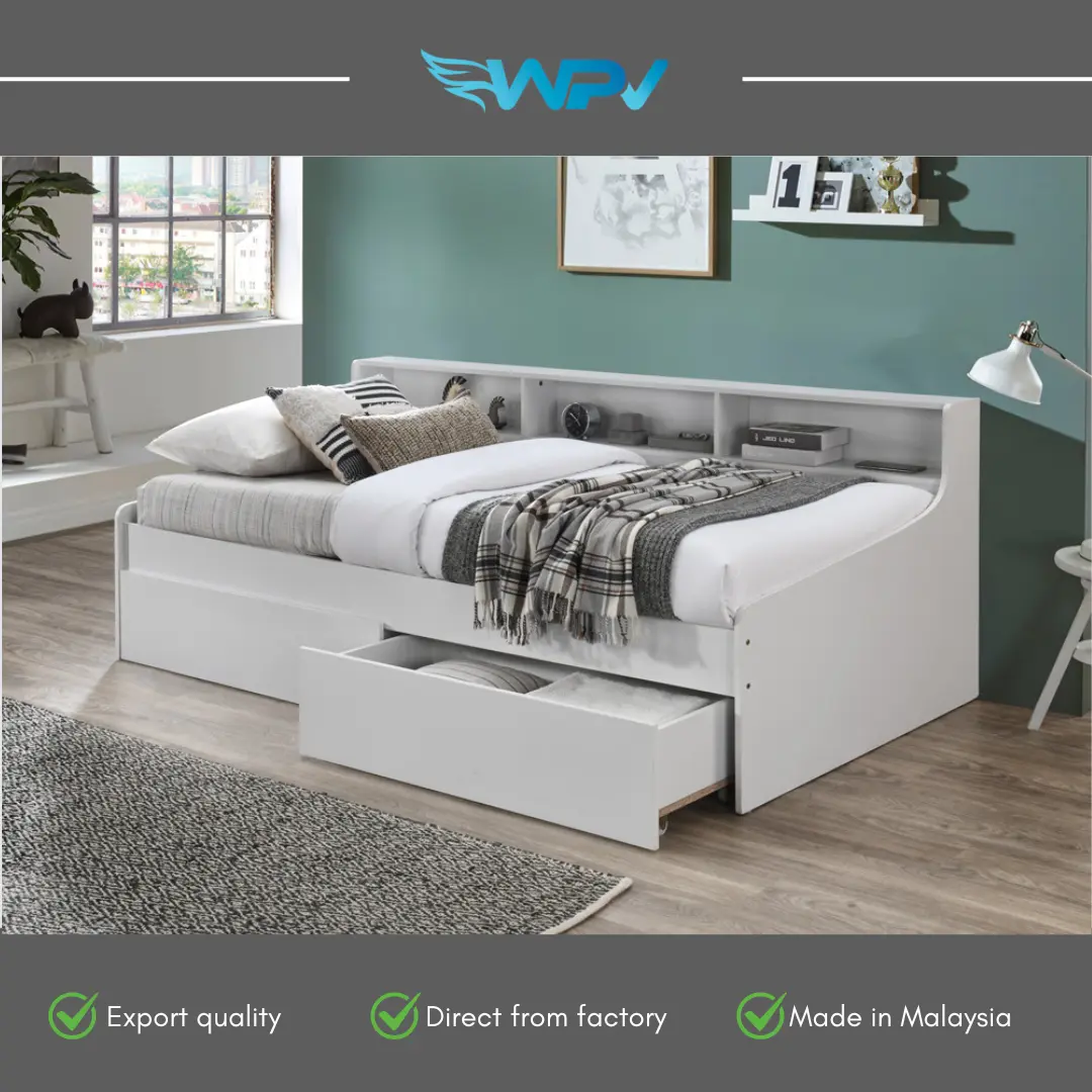 Bed Frame ~ IRIS Single / Super Single Bed Frame with Trolley Drawer (BED 8008)
