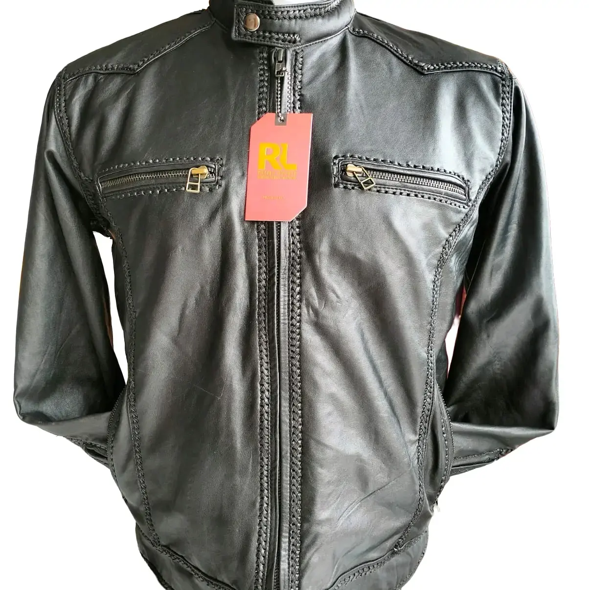 jaket kulit sulam ukuram M/L