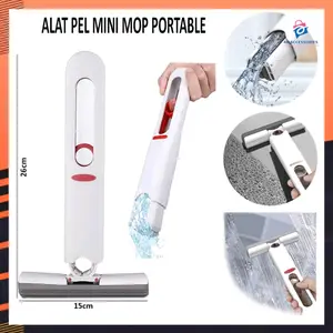 Alat Pel Lipat Mini Mop Portable Pembersih Ruangan Dapur kaca Spons Kepala Kapas Plastik Persegi Panjang Lantai 1PCS