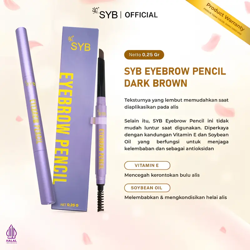 SYB EYEBROW PENCIL with Vitamin E & Soybean Oil [Tersedia 2 warna : Grey & Dark Brown] Tahan Air Tidak Luntur Mudah Diwarnai Mempercantik Kulit Dengan Lembut Dan Lancar Alis Pensil 3